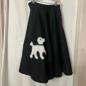 Fabulous Black Felt 1950s-Style Skater Skirt with White Poodle Design